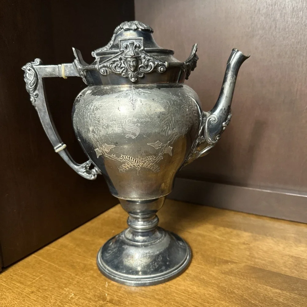 Antique Meridian B. Co. 1879 Tea/Coffee Silverplate Samovar